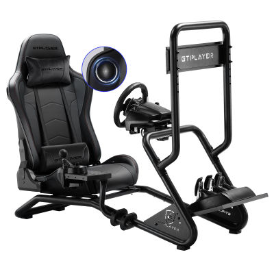 GTPLAYER Simulador de Carreras, Soporte para Volante con Altavoces Estéreo 3D y Soporte para Monitor