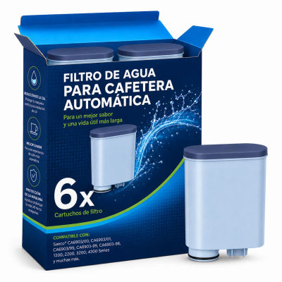Reimol Pack de 6 filtros de agua para cafetera compatible con Philips AquaClean, filtro para cafetera espresso 3200, apto para cafeteras automáticas, filtro antical específico (CA6903)