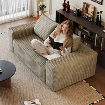 Sofá de pana sin estructura de 180 cm, sofá de 2 plazas para colocar en el suelo, no requiere instalación, sofá de esponja, muebles elegantes y cómodos para la sala de estar.