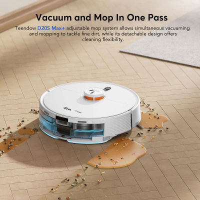 Teendow D20S MAX + Robot Aspirador 2 en 1 con Herramienta de Aseo para Mascotas, Succión Potente de 6000Pa, Navegación LiDAR, Bolsa de Polvo Grande de 3L, 70 Días de Autonomía, Batería de 5000mAh,