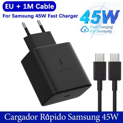 45W Cargador Carga Rapida, USB C Cargador Rapido con 60W 1M Cable para Samsung Galaxy S25/S24/S23/S23+/S23 Ultra/S22/S21/S20/Note20/A16/A15/A14/A56/A55/A34, Cargador Tipo C Carga Rapida Cabezal Negro