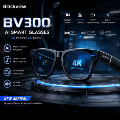 Gafas Inteligentes Blackview 4K 8MP BV300 con IA, Cambio de Color, Traducción por IA, Fotos, Grabación de Video, Llamadas de Audio, Gafas de Sol Inteligentes para Hombre, Nuevo