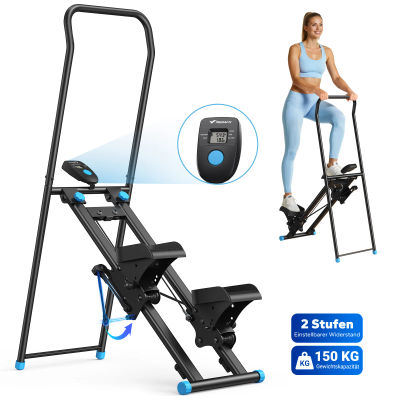 MERACH, escaladora de escaleras con capacidad para 136 kg, 3 ángulos ajustables, resistencia multinivel, plegable, para ejercicios de cuerpo completo, con monitor LCD, ideal para el hogar,