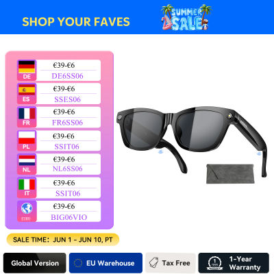 Gafas inteligentes Blackview BV100, cámara HD, Bluetooth 5,4, batería de 220 mAh, altavoces de graves estéreo, micrófono con cancelación de ruido, detección de desgaste