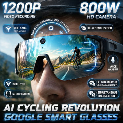 2026 Nuevo 800W Cámara de píxeles AI Gafas inteligentes con 1200P HD grabación de vídeo Asistente de voz Gafas de sol inteligentes WiFi sincronización en tiempo real Traducción Gafas de ciclismo