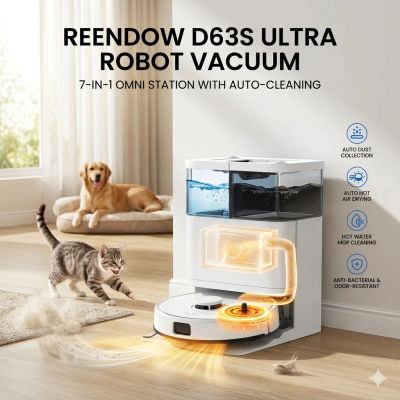 Robot Aspirador y Fregador, Súper Succión de 10KPa, Limpieza de Bordes, Lavado y Secado Automático del Fregador, Autovaciado, 160 Minutos de Autonomía