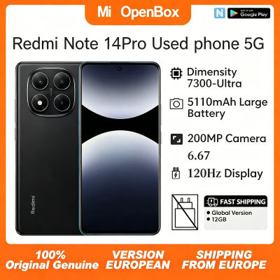 Used Phone Xiaomi Redmi Note 14 Pro 5G 12GB/512GB Negro - 200 Megapíxeles - Cámara Pantalla AMOLED de 6.67 Pulgadas 512 GB de Almacenamiento Resistente al Agua y al Polvo (IP68)