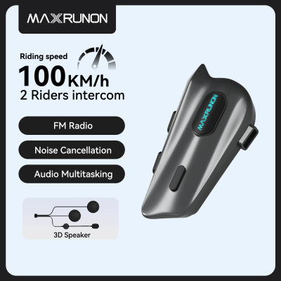 Intercomunicador Bluetooth para Motocicleta MAXRUNON 2Y, Auriculares para Casco de 2 Conductores, Interfono BT5.3, Comunicador, Radio FM Multiaudio