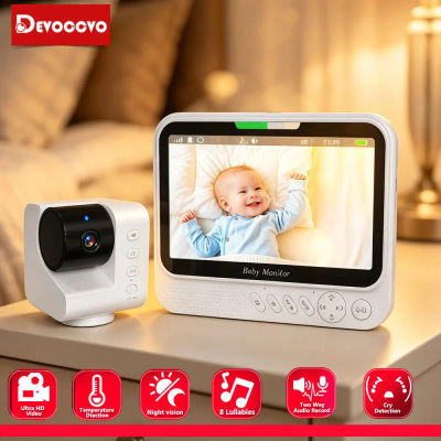 Monitor inalámbrico HD 1080P para bebés, cámara de seguridad con pantalla de 7 pulgadas, visión nocturna para interiores, audio bidireccional, 8 canciones de cuna, sin WiFi, batería de 5000mAh, cámara