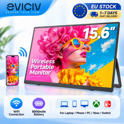EVICIV: monitor portátil inalámbrico de 15,6 pulgadas con WiFi y batería de 8000 mAh, pantalla externa adicional para portátiles, teléfonos, PC, Xbox y Switch.