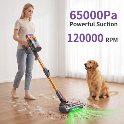 Aspiradora Inalámbrica para el Hogar, 65KPA, 70 Minutos de Autonomía, Aspiradora Vertical con Diseño Plegable para Pisos Duros, Alfombras y Pelo de Mascotas