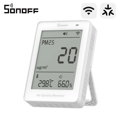 Monitor de Calidad del Aire SONOFF SAWF-07P AirGuard PM2.5/PM10 con Conexión Wi-Fi, Actualizaciones de 2 Segundos, Alarma Sonora y Luminosa, Temperatura y Humedad