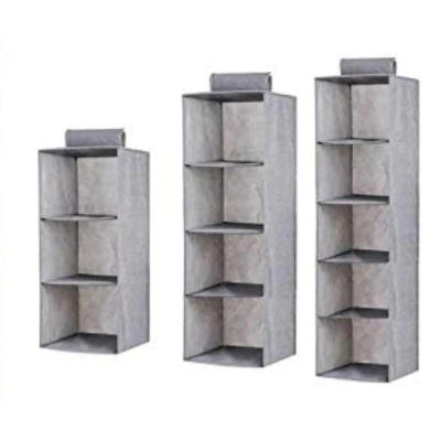Organizador de ropa para armarios con 3/4/5/6 estantes, Organizador de tela para colgar, Colgador de armario para ropa, toallas y accesorios para bebés, Color gris, Juego de 2 unidades