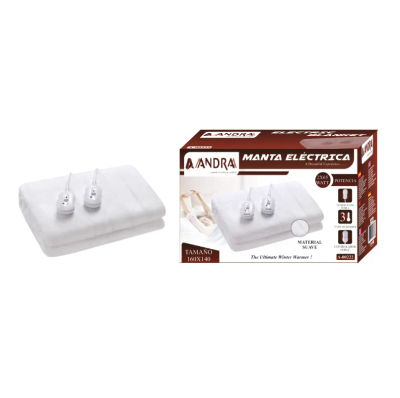 ANDRA. Manta Eléctrica. Hecha de Material Suave, 3 Velocidades, 2 Controladores, 160 x 140cm. Frío. Bienestar. Calor.