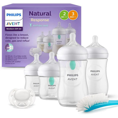 Philips Avent Natural Response Pack 4 Biberones Airfree, chupete, cepillo - SCD657/11