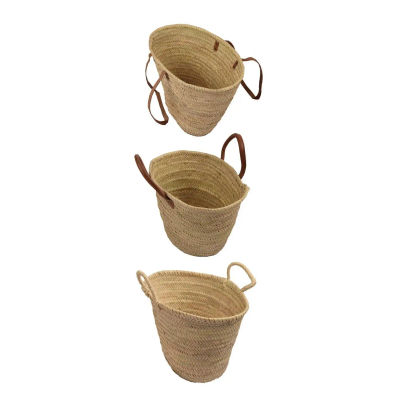 JARDIN202 - Bolso de Mimbre - Cesta de la Compra con Asas - Capazo fibras naturales