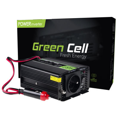 Green Cell - Convertidor de Corriente 300W DC 12V a AC 230V con USB - Cargador de Teléfono Móvil
