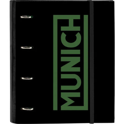 SAFTA CARPETA 4 ANILLAS 35MM CON RECAMBIO MUNICH "CAVIAR" - Carpeta Anillas Licencia Oficial - Diseño Exclusivo - Ideal para Uso Diario - Material Duradero - Compatible con Hojas A4