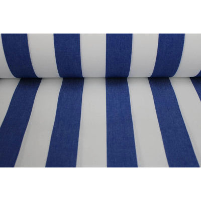 Tela para Toldo Impermeable, Resistente al Sol, acabado de Teflón y con Rayas Blancas y Azul - 320cm de ancho