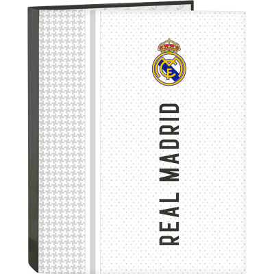 Safta - Carpeta Folio 4 Anillas Real Madrid 24/25 - Licencia Oficial, Material Duradero, para Hojas A4