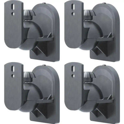 goobay Soporte de pared universal para altavoces, giratorio/inclinable para altavoces de hasta 3,5 kg, 4 piezas, 49391, negro