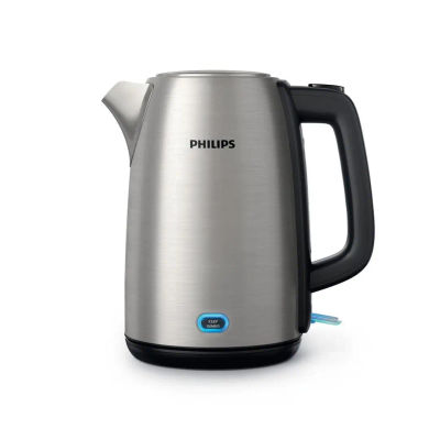 Philips viva collection HD9353/90 electric kettle 1.7L 2060W in stainless steel and black with fast boiling, keep warm function, and auto shut-off for safe and efficient water heating.