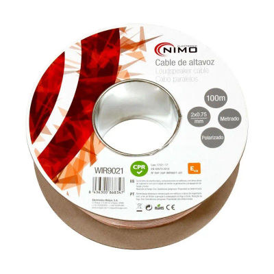 Cable para altavoz 2x0.75mm, Transparente polarizado 100m