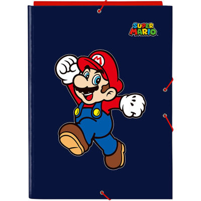 SAFTA CARPETA FOLIO 3 SOLAPAS SUPER MARIO "WORLD" - Carpeta Anillas Licencia Oficial - Diseño Exclusivo - Ideal para Uso Diario - Material Duradero - Compatible con Hojas A4