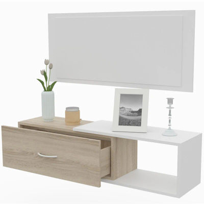 Dormidan Recibidor con espejo y cajón moderno, mueble de entrada.
