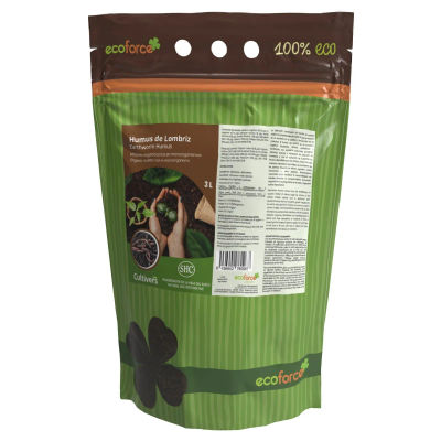 CULTIVERS Humus de Lombriz Ecológico 3 L. Abono para Plantas Universal para Huerto, Frutales, Césped y Jardín. 100% Natural