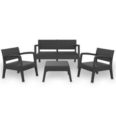 SP Berner Set VALENCIA Muebles de Jardín Exterior 4 Plazas | Fabricado en España con Materiales Reciclados - Grafito