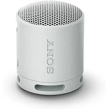 Sony Altavoz Bluetooth SRS-XB100, Ligero, Compacto, Altavoz Resistente al Agua y al Polvo IP67, hasta 16 h de batería, Correa Adaptable, Gris Claro