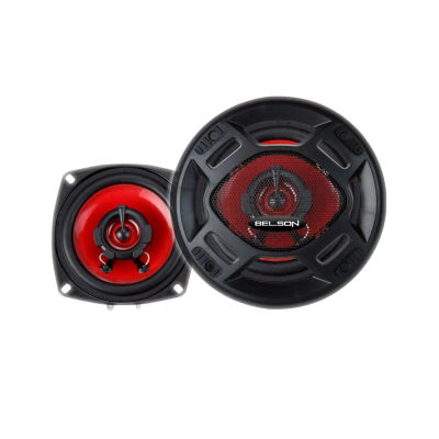 Altavoces Coaxiales Belson BSS-425FB 2 Vías 80 W para Automóvil con Rejilla, Color Rojo – Alta Resistencia y Sonido Superior