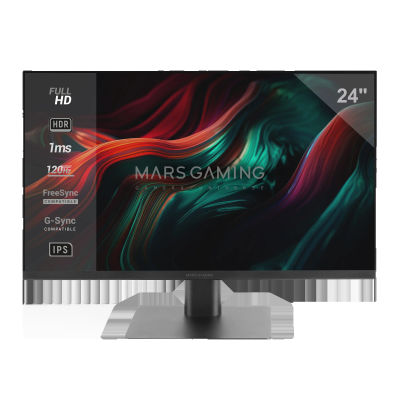 Mars Gaming MV-24, Monitor 24” IPS FHD 120Hz, HDR10 1ms, FreeSync y G-SYNC, Monitor PC con Altavoces Integrados, Inclinación 25°, Low Blue Light y Flicker Free, HDMI + DisplayPort + Jack 3.5mm,