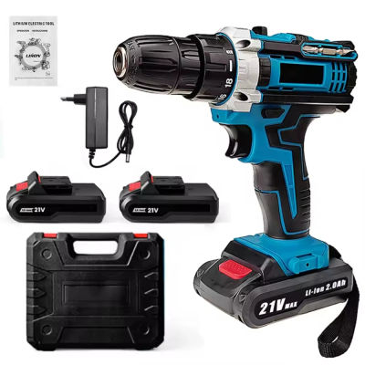 Atornillador a Batería 21V Linea Hd | Velocidad Ajustable 1350rpm | 2 baterías | 2 puntas, estuche y cargador