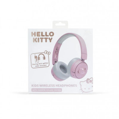 AURICULARES INFANTILES INALÁMBRICOS HELLO KITTY ROSA Y ORO BLUETOOTH PLEGABLES