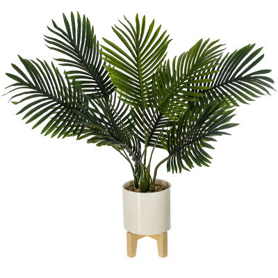 Atmosphera Planta Artificial Palmera Altura 72 con Maceta Cerámica y Patas de Madera para Decoración de Hogar