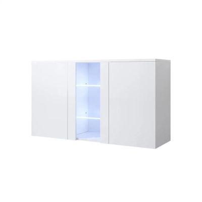 MB Muebles Bonitos - Aparador de salón, LED, Ancho 120cm, Colgante, Patas 2cm o 12cm, 2 puertas, 1 vitrina, Modelo Luke A1