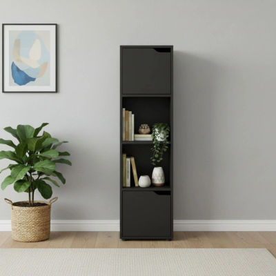 MOBLEKIT | Estanterías de Cubo Negro Modulares de Madera con Diferentes Compartimentos y Opciones con Puertas, Librerías y Muebles de Almacenaje para Dormitorio, Cocina o Entrada