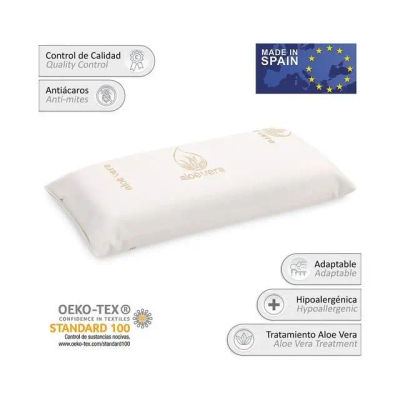 Almohada copos viscoelástica antialérgica con aloe vera 70 cmx90cmx135cmx150cm