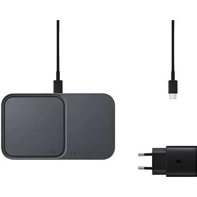 Samsung Wireless Charger Duo Fast Charging 2.0 with Power Adapter 15W, Black