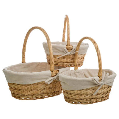 Cestas De Mimbre Buff Forradas Set 3 Pzas 30x38x38cm, El mejor complemento para tu hogar