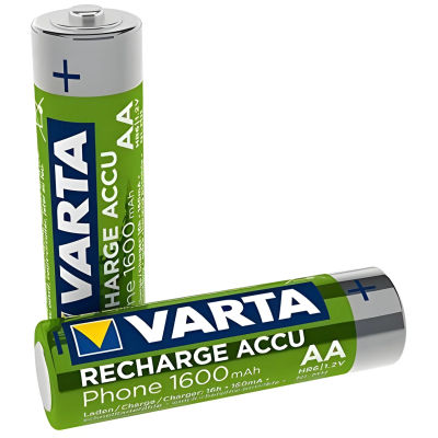 Varta Pila AA Mignon de Ni-Mh Recharge Accu Phone (paquete de 2 unidades, 1600 mAh, apta para teléfonos inalámbricos)