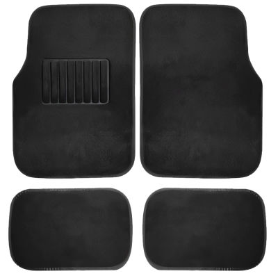 Enerfero-Juego Alfombrillas para Coche，Universales Alfombra de Moqueta para Vehículo, Antideslizantes 4 Piezas，color negro