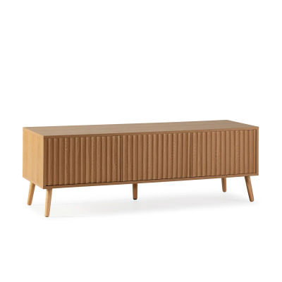 VS Venta-Stock Mueble tv Lluvia 3 puertas color roble, 130 cm largo