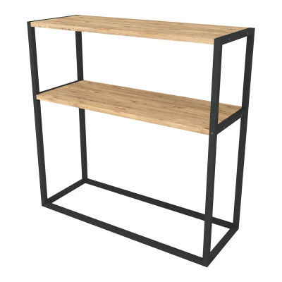 Mesa Consola Metalica Nyana Home Estantes Conglomerados Diseño Atemporal Mueble de Entrada Decorativa y Versatil Medidas 90x90x34 - Negro