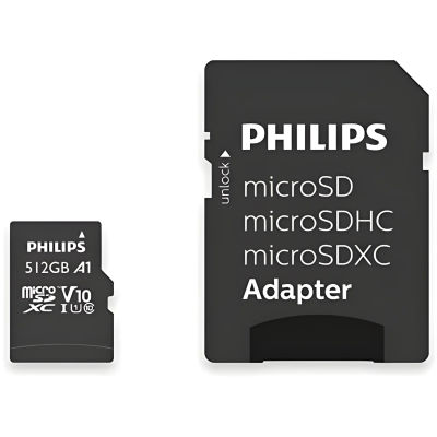 Philips Tarjeta SDXC de 512 GB + Adaptador SD UHS-I U1 - Alta Capacidad - Velocidad de Lectura Rápida