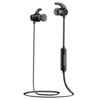 Aiwa ESTBT-400BK: Auriculares Deportivos Bluetooth 5.0, Resistente Al Agua, Batería Larga Duración