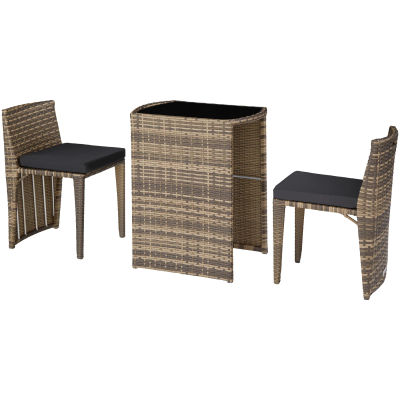 Tectake - Conjunto de ratán y aluminio Bistró Hamburgo Muebles de Exterior impermeables de diseño elegante Fino trenzado de poliratán resistente Cojines cómodos e impermeables