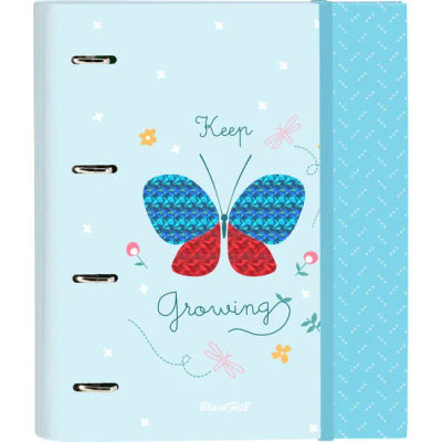 SAFTA CARPETA 4 ANILLAS 35MM CON RECAMBIO BLACKFIT8 "MARIPOSA" - Carpeta Anillas Licencia Oficial - Diseño Exclusivo - Ideal para Uso Diario - Material Duradero - Compatible con Hojas A4